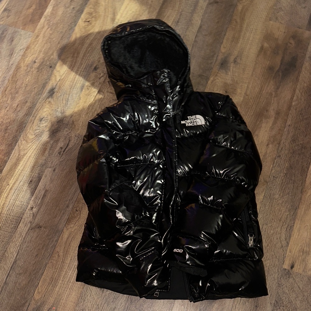 The North Face Shiny Black Hooded Jacket